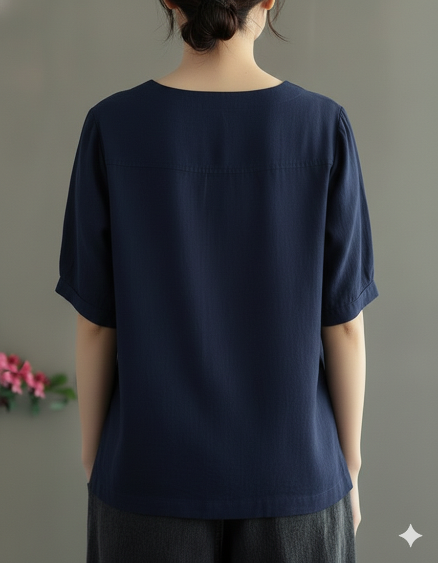 Women Casual Cotton Mid Length Sleeve Top