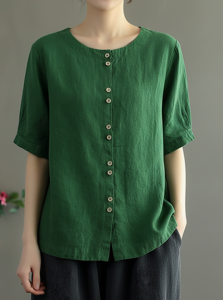 Women Casual Cotton Mid Length Sleeve Top