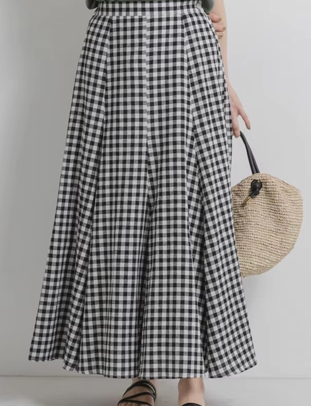 Elegant Cotton Panelled Skirt with Elastic Waistband