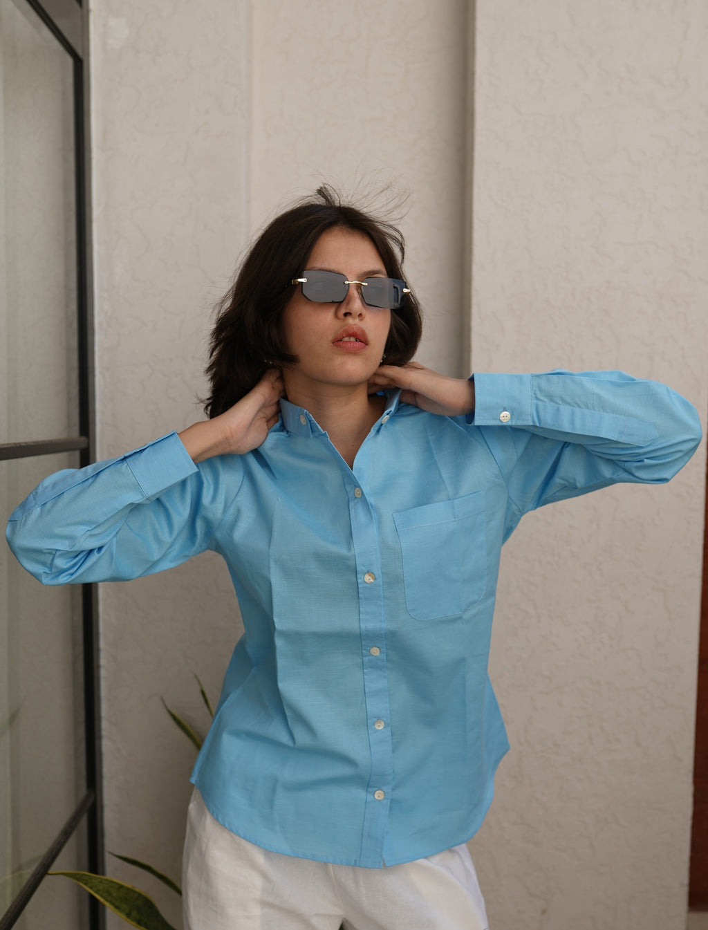Women's Premium Cotton Formal Shirt – Regular Fit Long Sleeve Button-Down