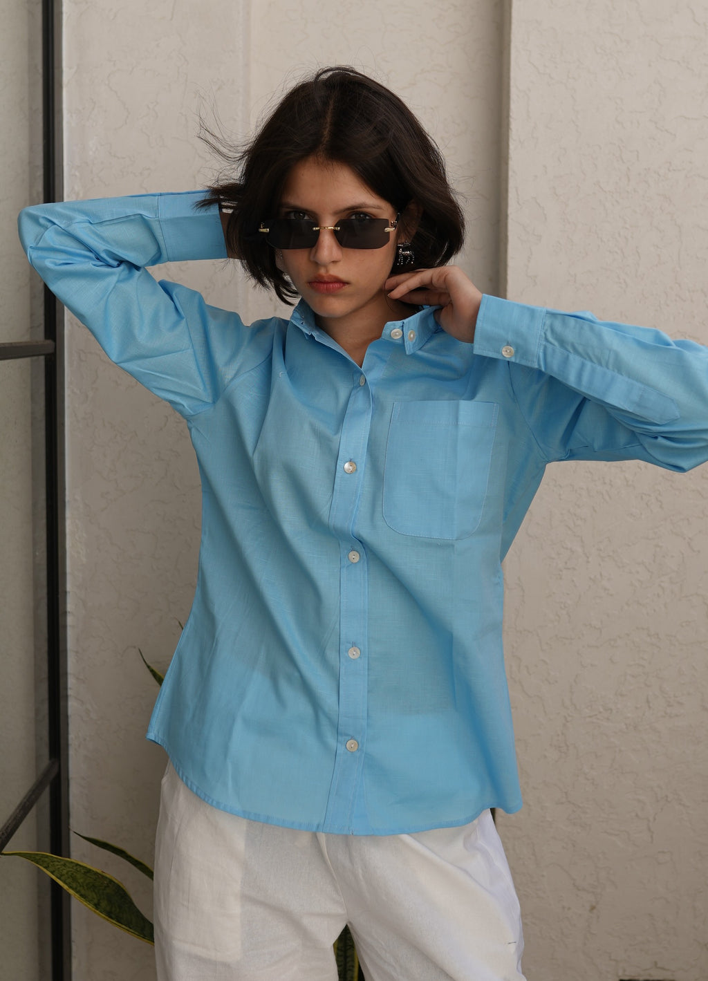 Women's Premium Cotton Formal Shirt – Regular Fit Long Sleeve Button-Down