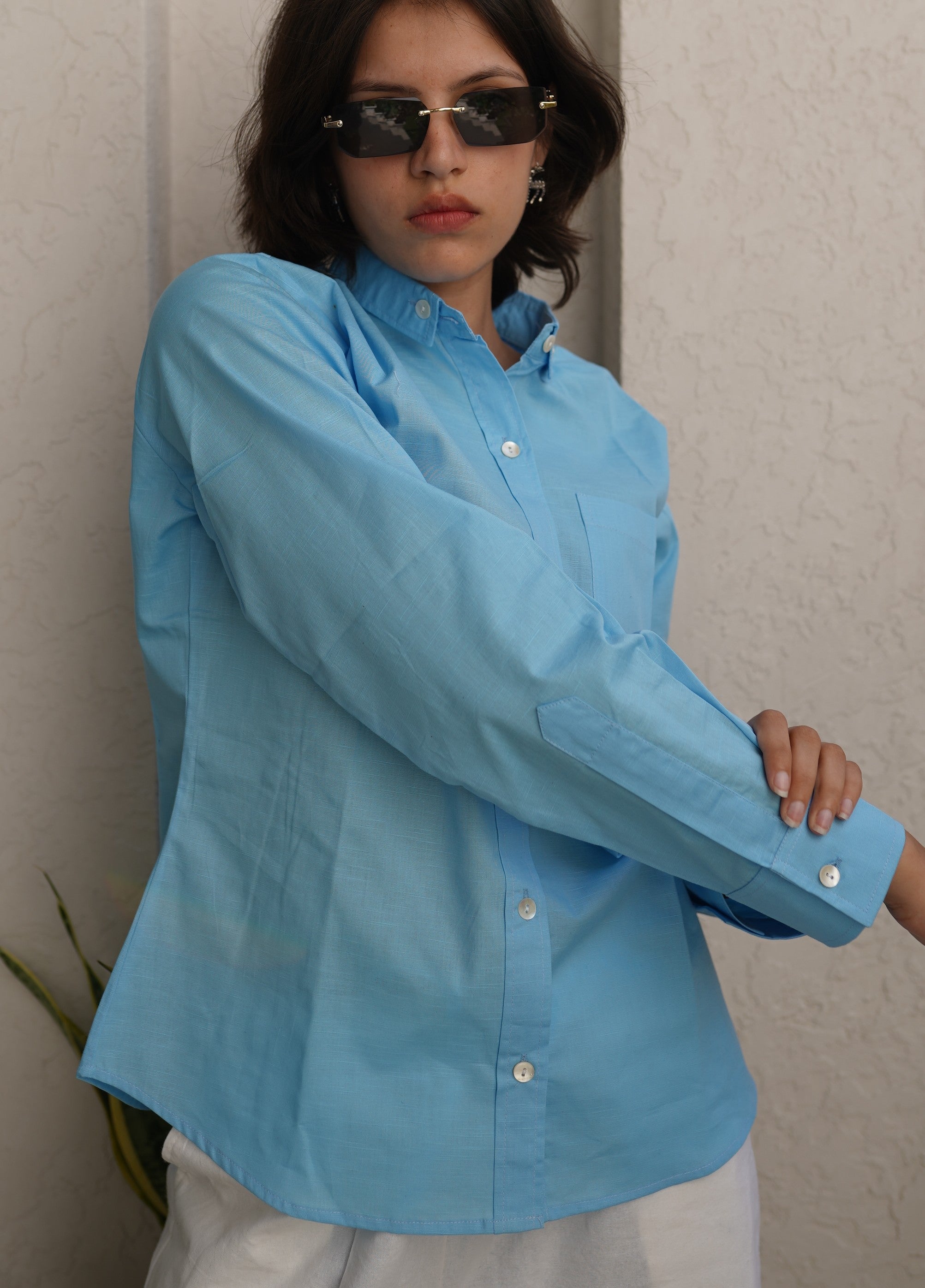 Women's Premium Cotton Formal Shirt – Regular Fit Long Sleeve Button-Down