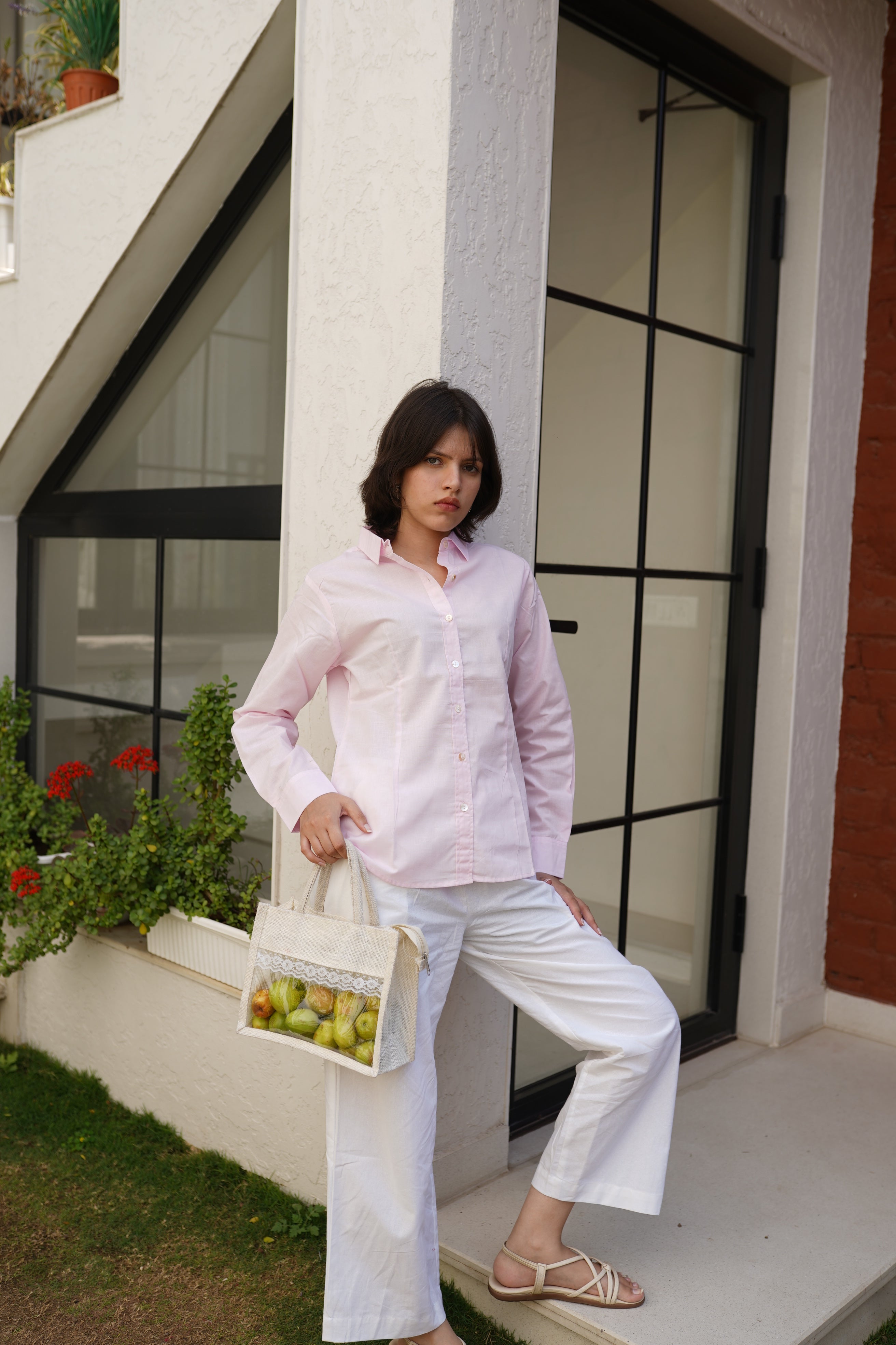 Women's Premium Cotton Formal Shirt – Regular Fit Long Sleeve Button-Down