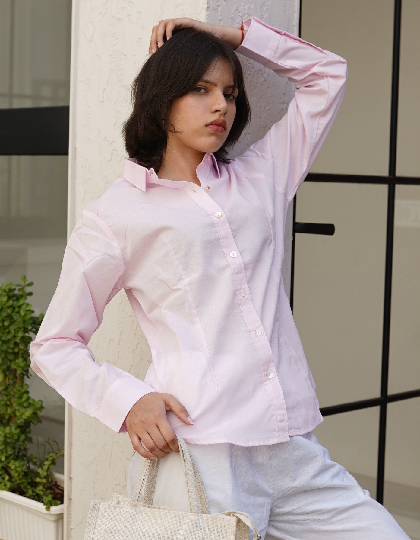 Women's Premium Cotton Formal Shirt – Regular Fit Long Sleeve Button-Down