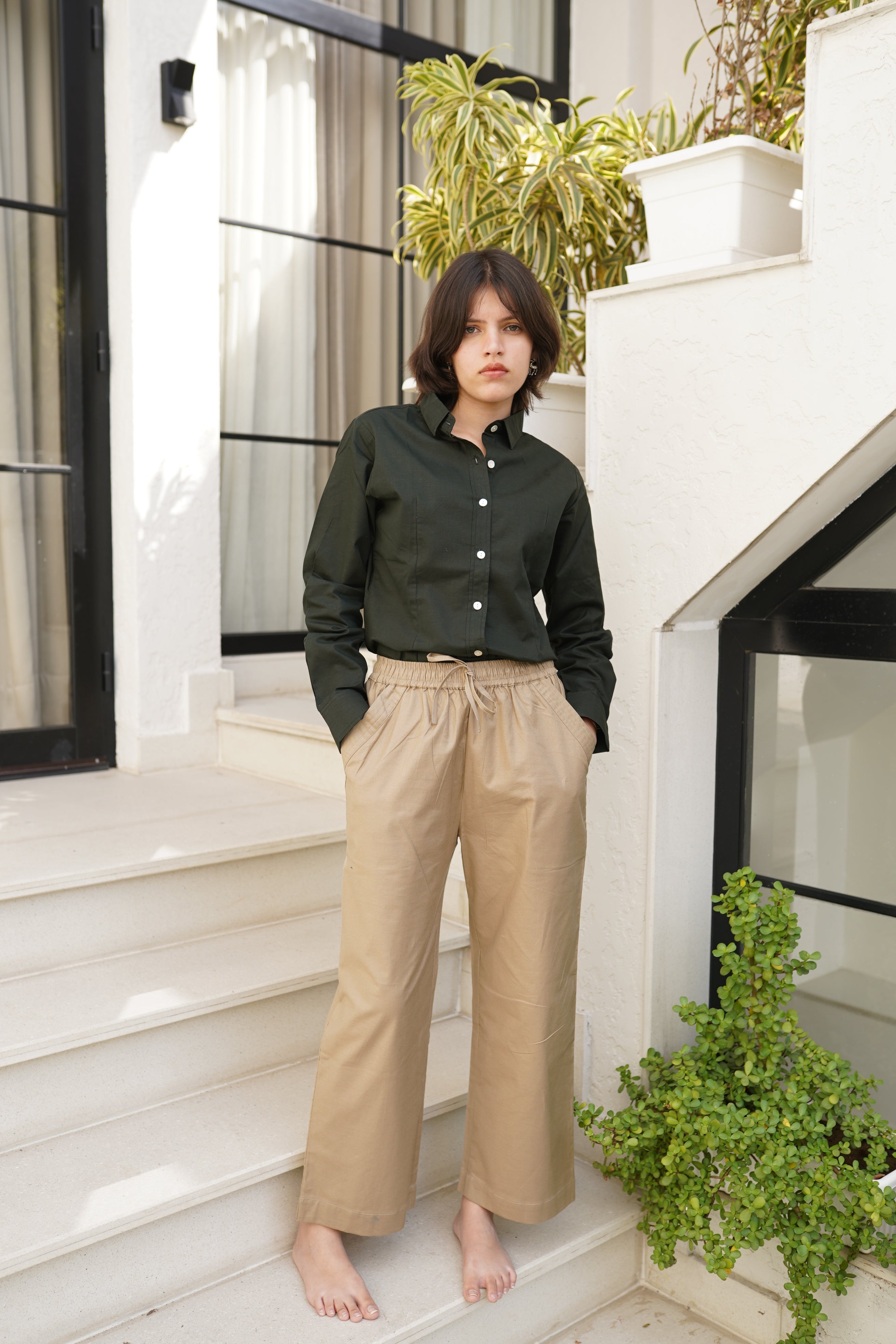 Women's Premium Cotton Formal Shirt – Regular Fit Long Sleeve Button-Down