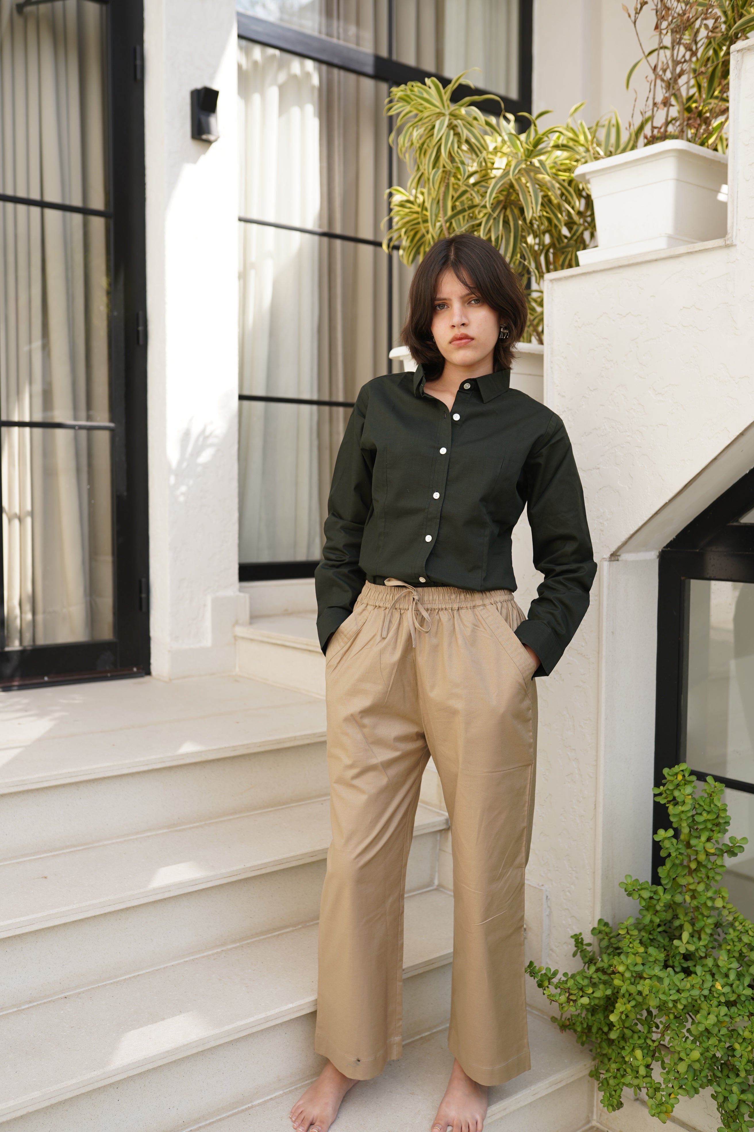 Women's Premium Cotton Formal Shirt – Regular Fit Long Sleeve Button-Down
