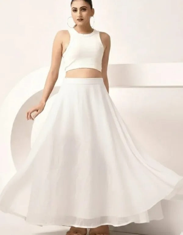 Women Premium Tissue Silk Flare Maxi Skirt – Elegant Ethnic Long Skirt