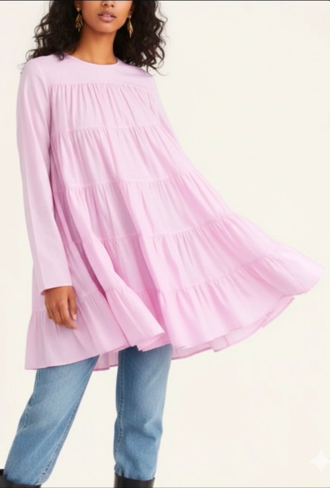 Layered Women's Dress in White & Pink
