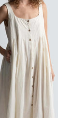 Women Of White Pleated Button-Down Midi Dress