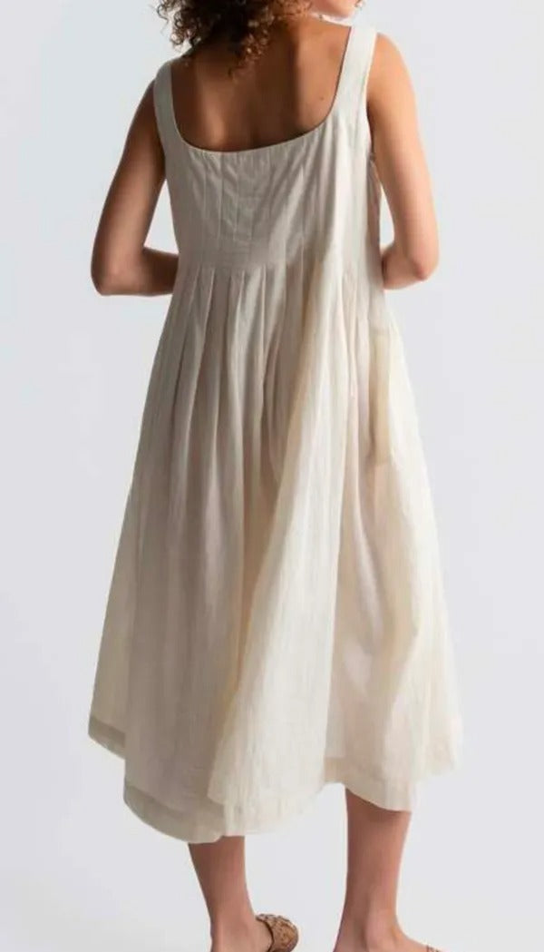 Women Of White Pleated Button-Down Midi Dress