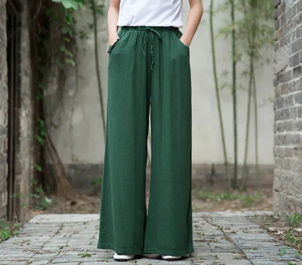 Tie-Up Cotton Flex Pant- Bottle Green