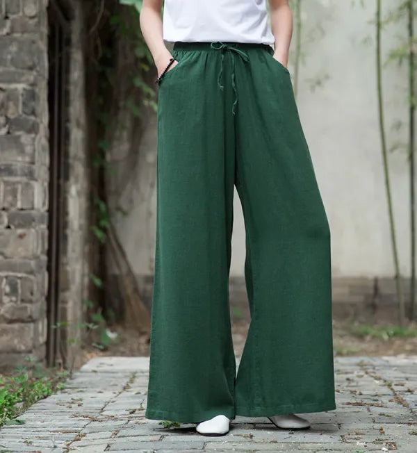 Tie-Up Cotton Flex Pant- Bottle Green