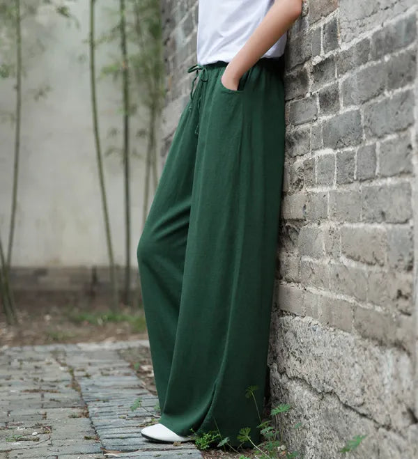 Tie-Up Cotton Flex Pant- Bottle Green