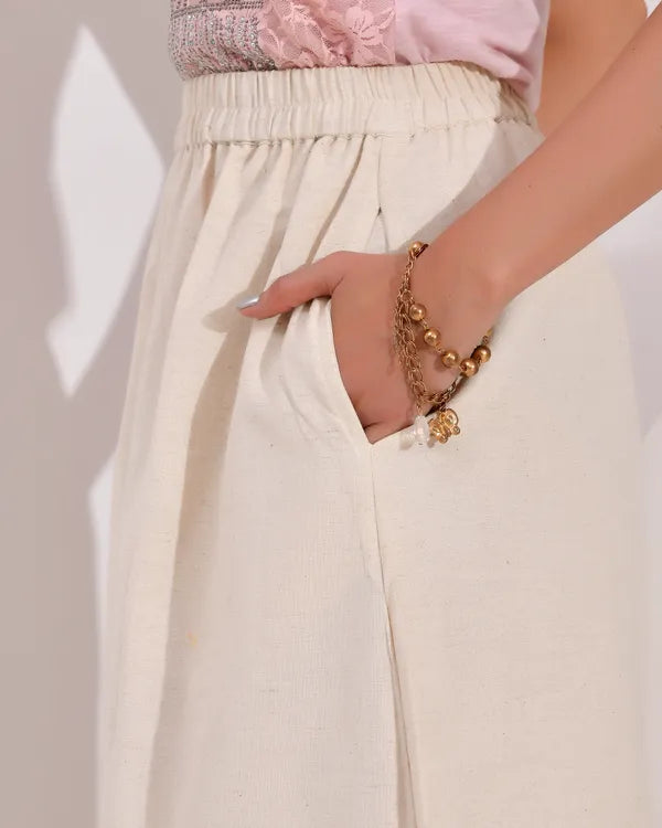 Women's Skirt with Fully  Elastic Waistband and Frills at Bottom