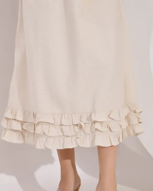 Women's Skirt with Fully  Elastic Waistband and Frills at Bottom