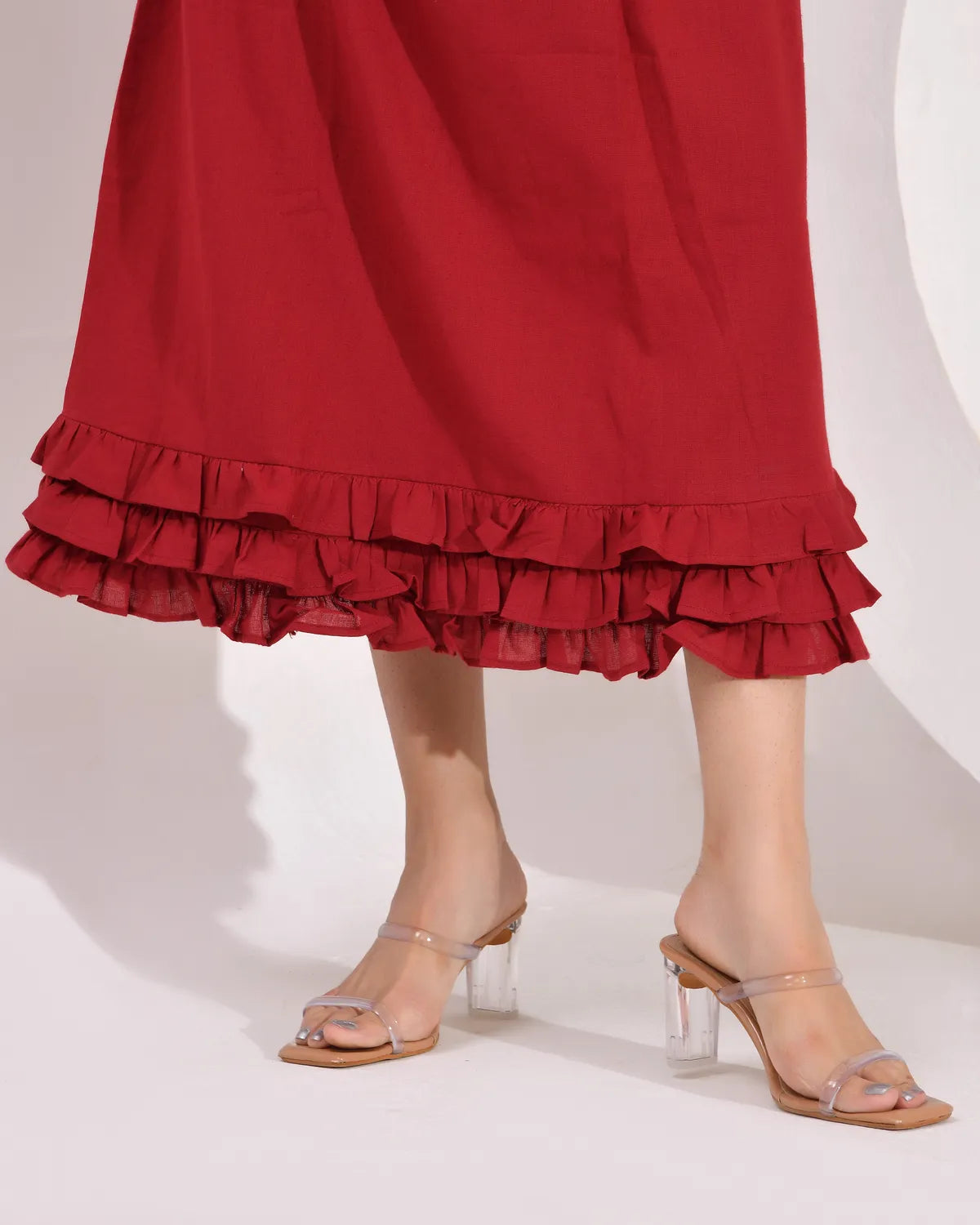 Women's Skirt with Fully  Elastic Waistband and Frills at Bottom