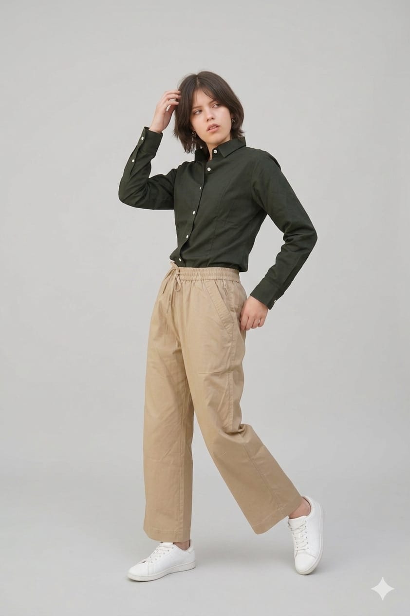 Women's Premium Cotton Formal Shirt – Regular Fit Long Sleeve Button-Down