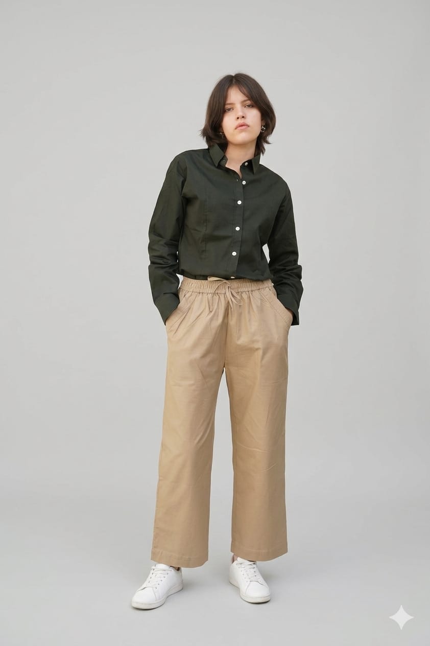 Women's Premium Cotton Formal Shirt – Regular Fit Long Sleeve Button-Down