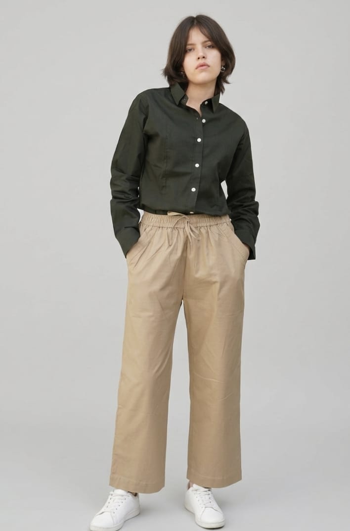 Women's Premium Cotton Formal Shirt – Regular Fit Long Sleeve Button-Down