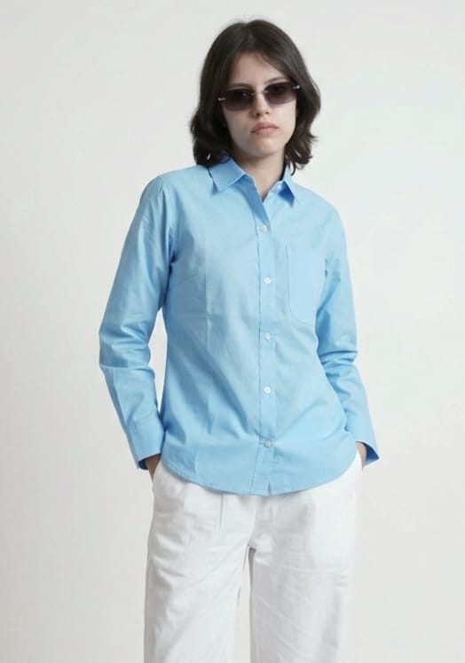 Women's Premium Cotton Formal Shirt – Regular Fit Long Sleeve Button-Down