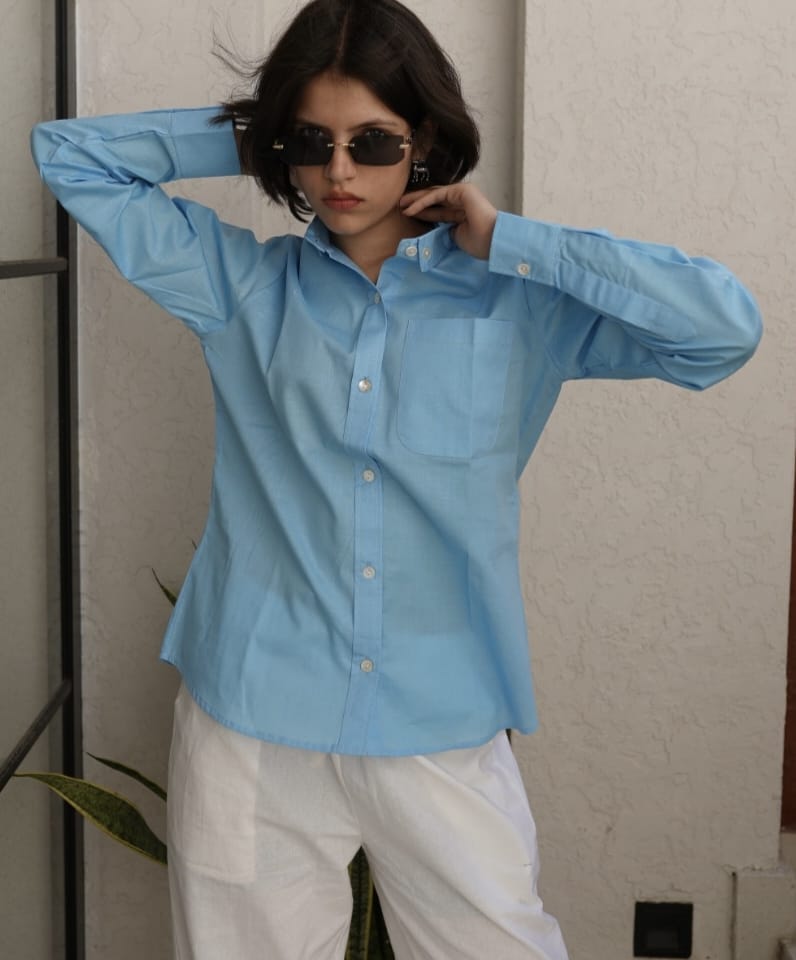 Women's Premium Cotton Formal Shirt – Regular Fit Long Sleeve Button-Down