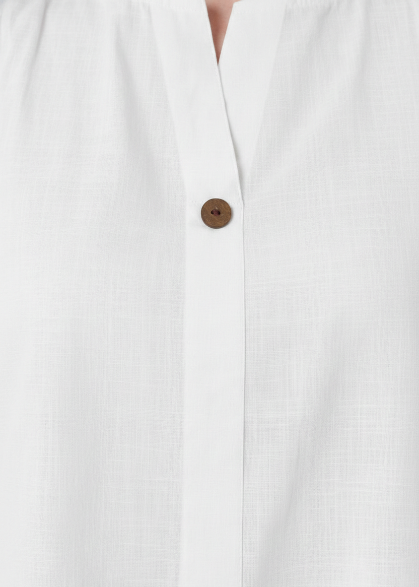 Women Sleeveless White Pure Linen-Textured Top | Elegant Button-Down Top