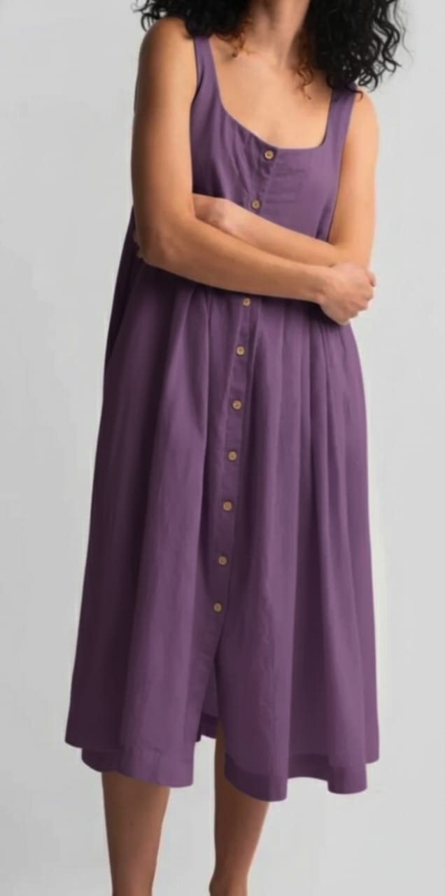 Women Wine Pleated Button-Down Midi Dress