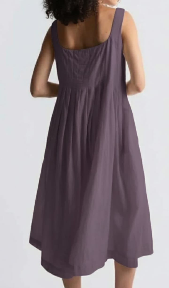 Women Wine Pleated Button-Down Midi Dress