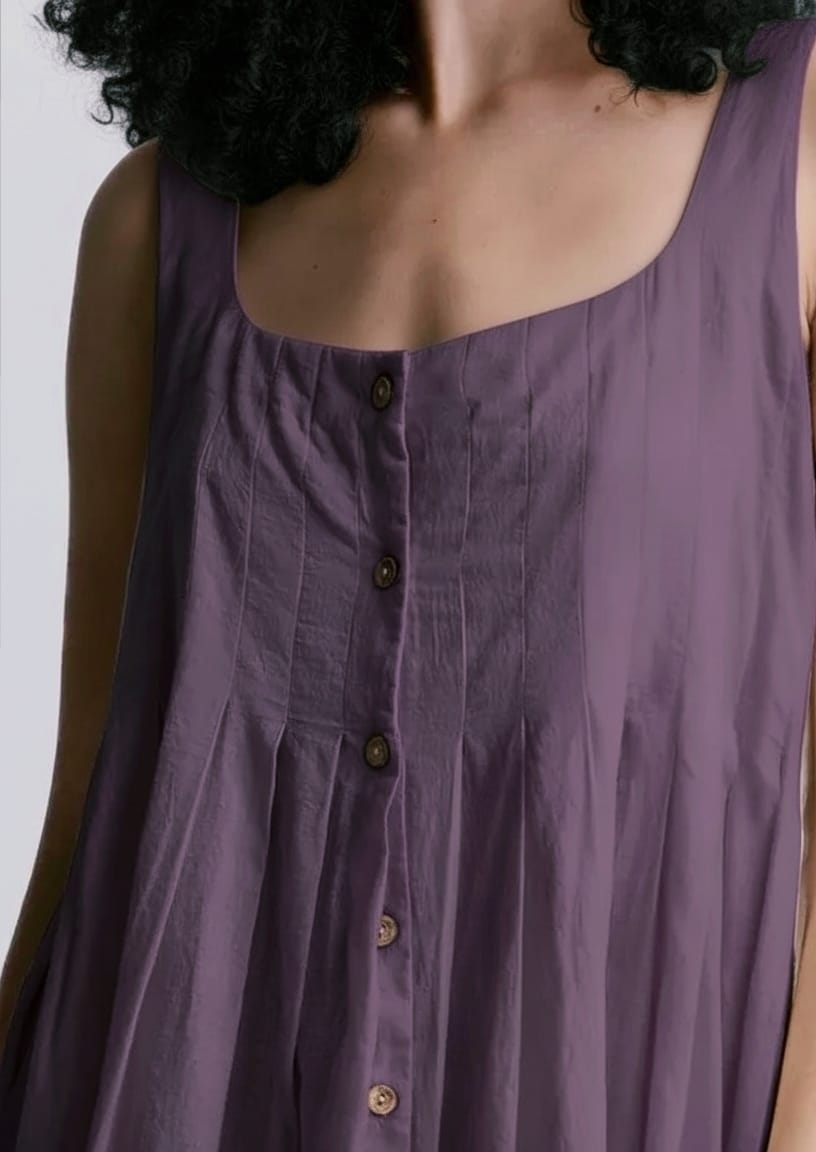 Women Wine Pleated Button-Down Midi Dress