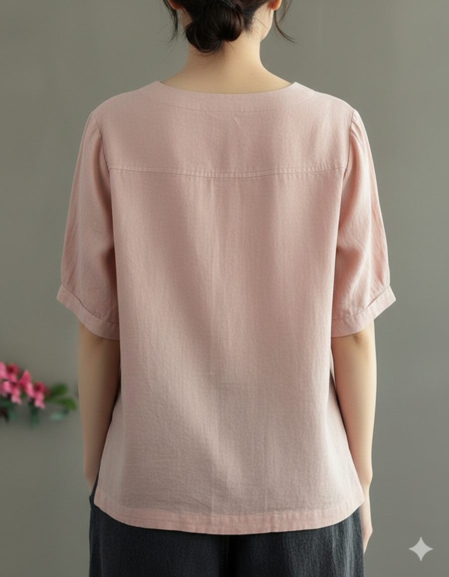 Women Casual Cotton Mid Length Sleeve Top