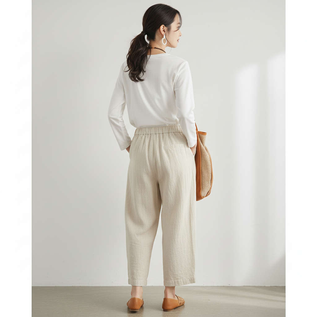 Women's Effortless Cotton Wide-Leg Pant- Natural/Beige
