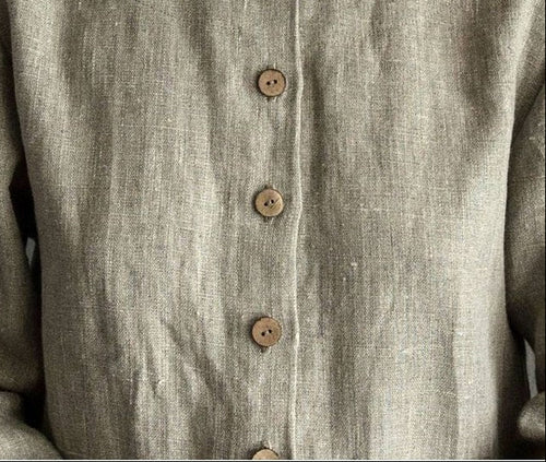 Pure Natural Linen Round Neck Full Shirt