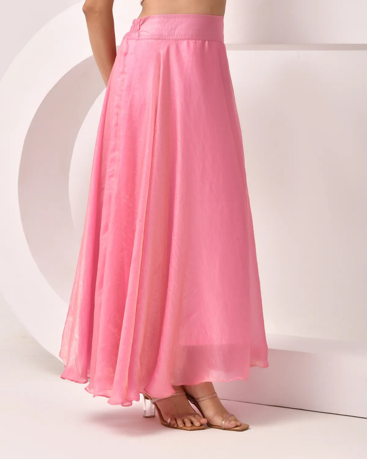 Women Premium Tissue Silk Flare Maxi Skirt – Elegant Ethnic Long Skirt