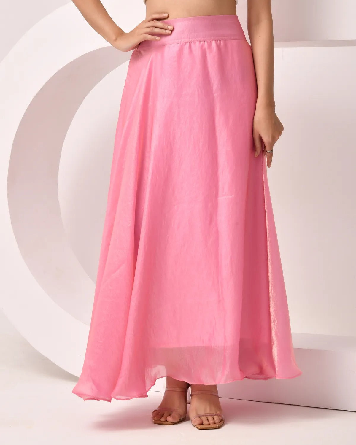 Women Premium Tissue Silk Flare Maxi Skirt – Elegant Ethnic Long Skirt