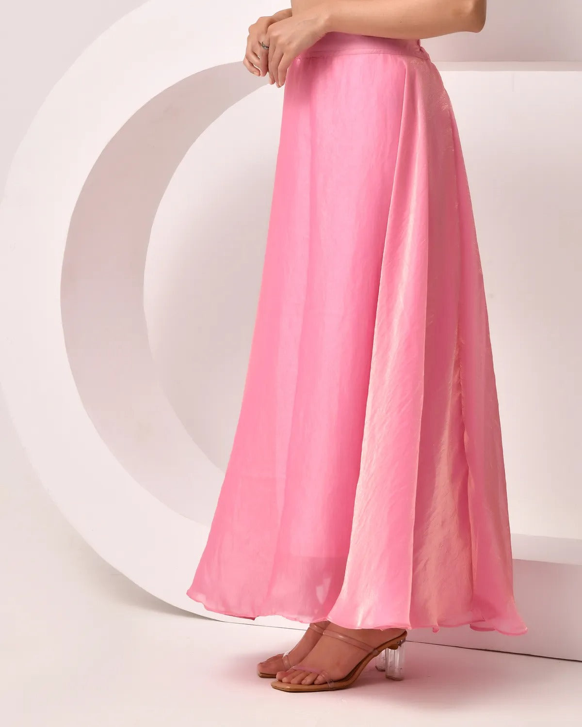 Women Premium Tissue Silk Flare Maxi Skirt – Elegant Ethnic Long Skirt