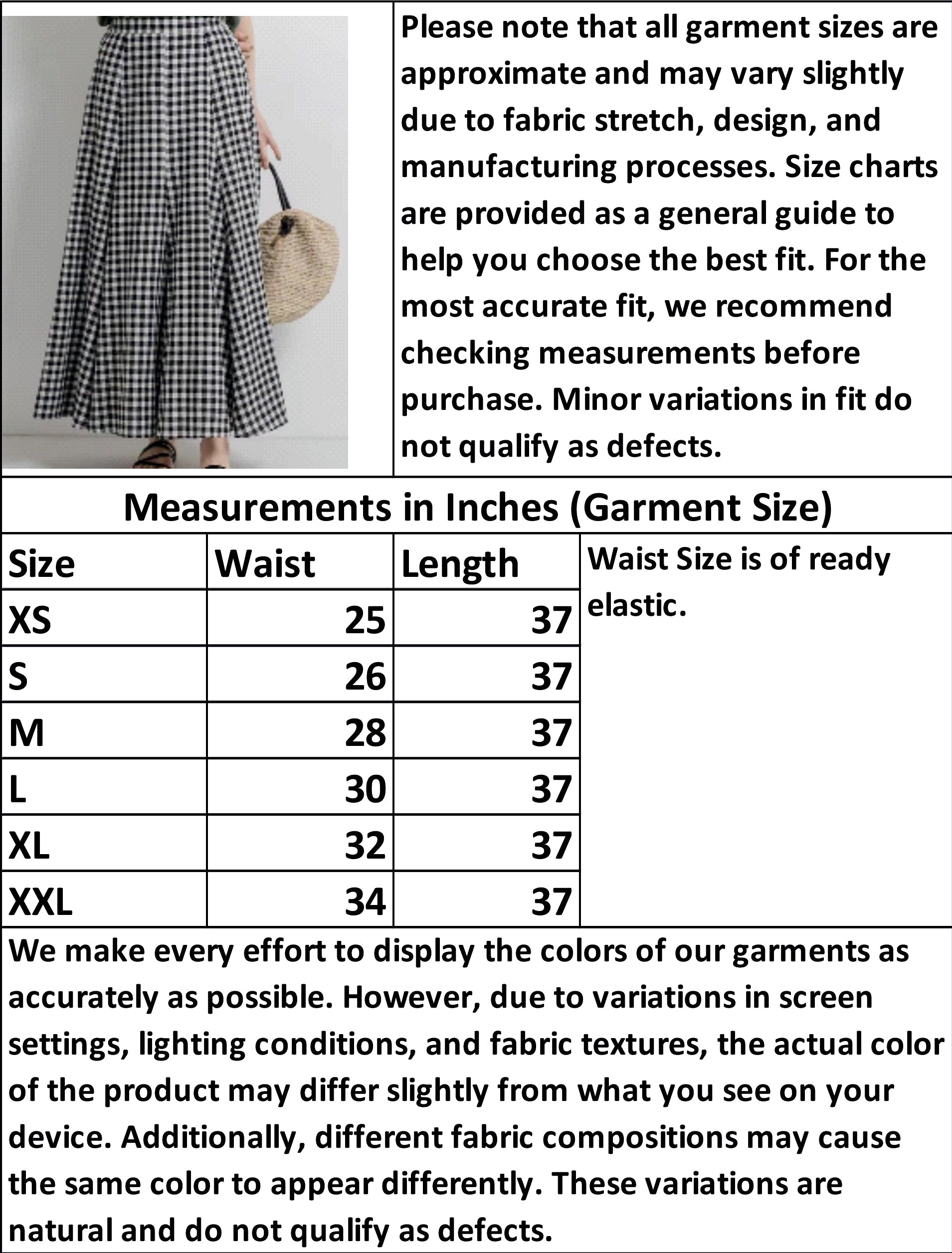 Women Elegant Cotton Panelled Orange Check Skirt with Elastic Waistband