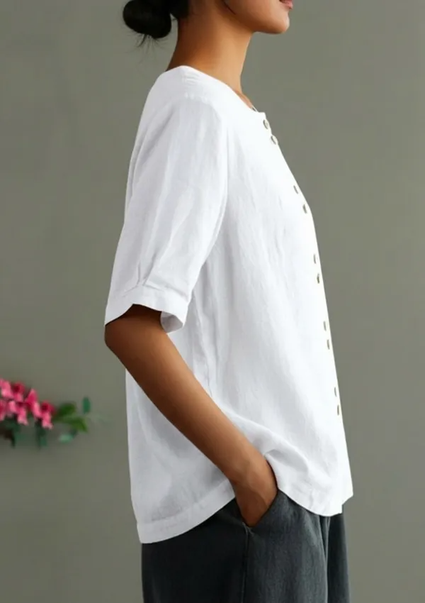 Women Casual Cotton Mid Length Sleeve Top