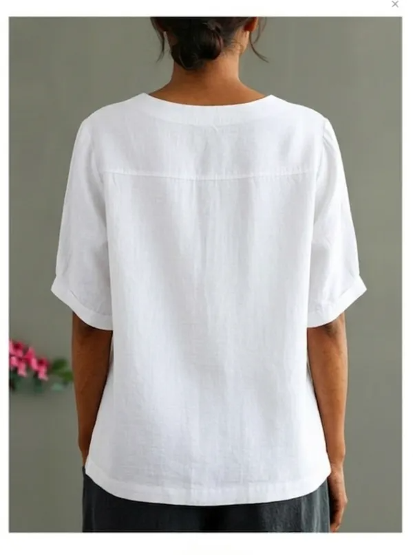 Women Casual Cotton Mid Length Sleeve Top