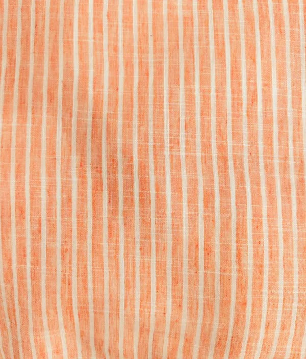 Women's Pastel Striped Cotton Shirt with Mandarin Collar and Button-Down Front