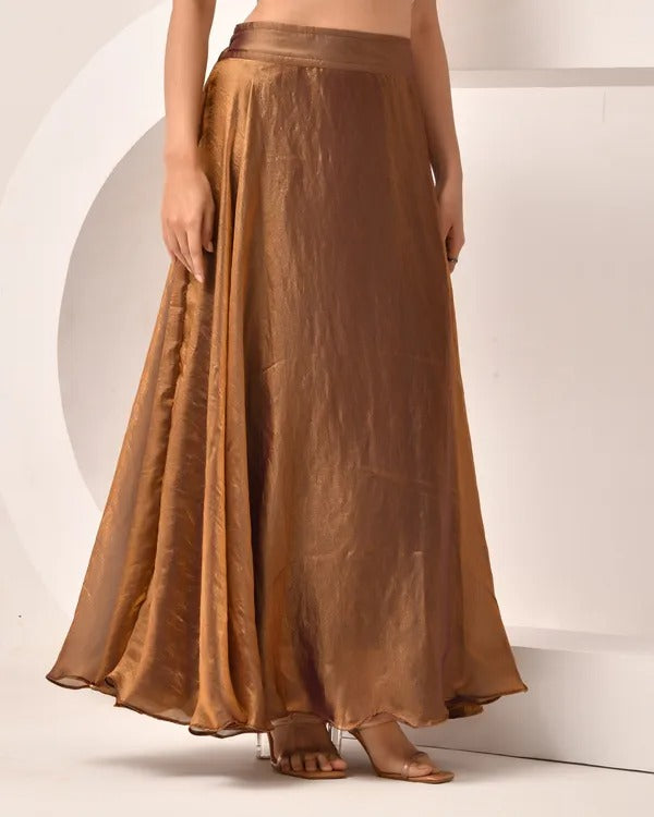 Women Premium Tissue Silk Flare Maxi Skirt – Elegant Ethnic Long Skirt