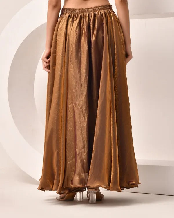 Women Premium Tissue Silk Flare Maxi Skirt – Elegant Ethnic Long Skirt