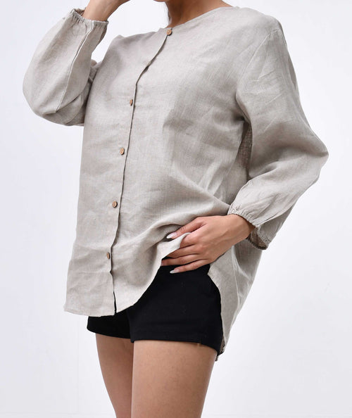 Natural Premium Linen Shirt for Women- Natural Color