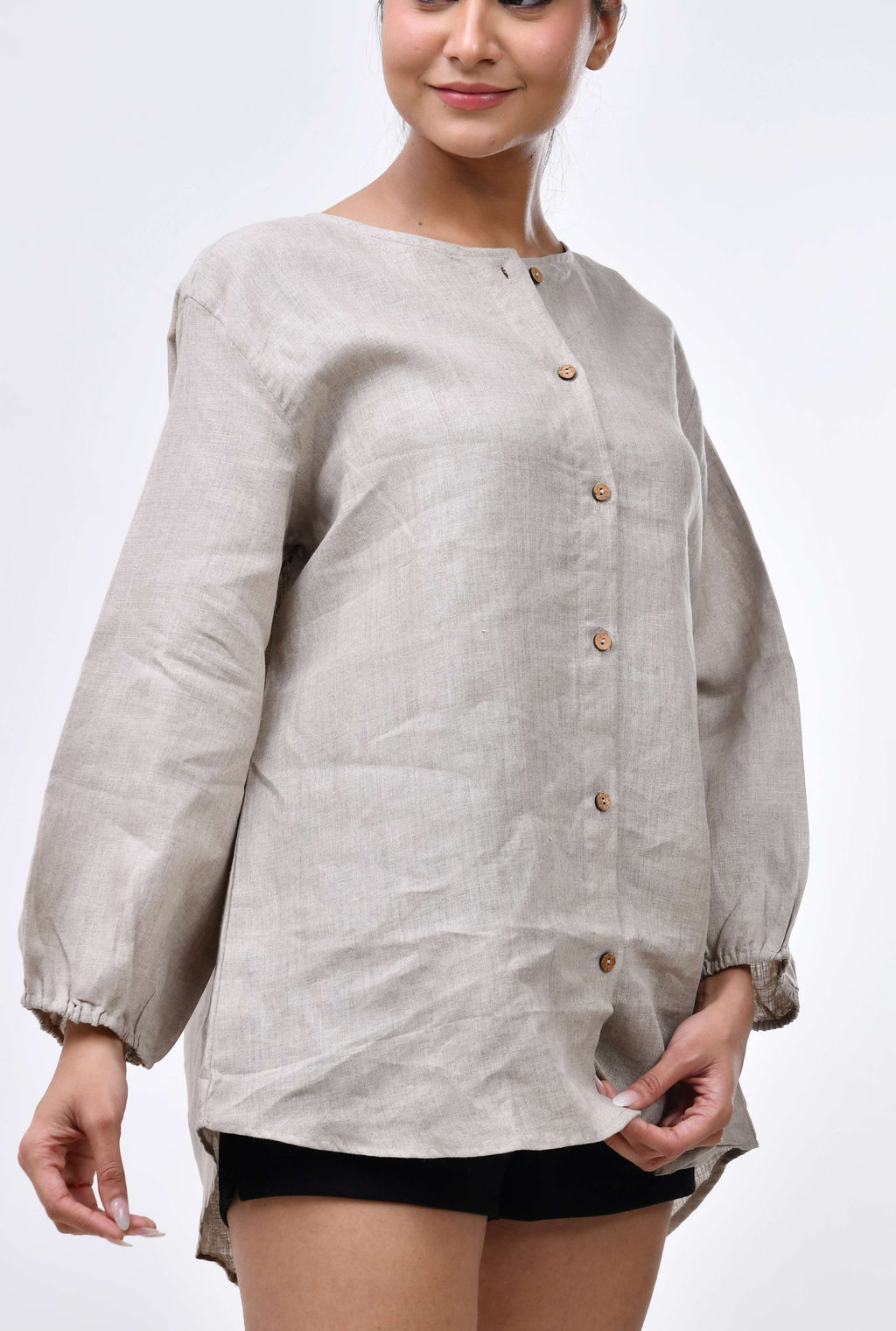 Natural Premium Linen Shirt for Women- Natural Color