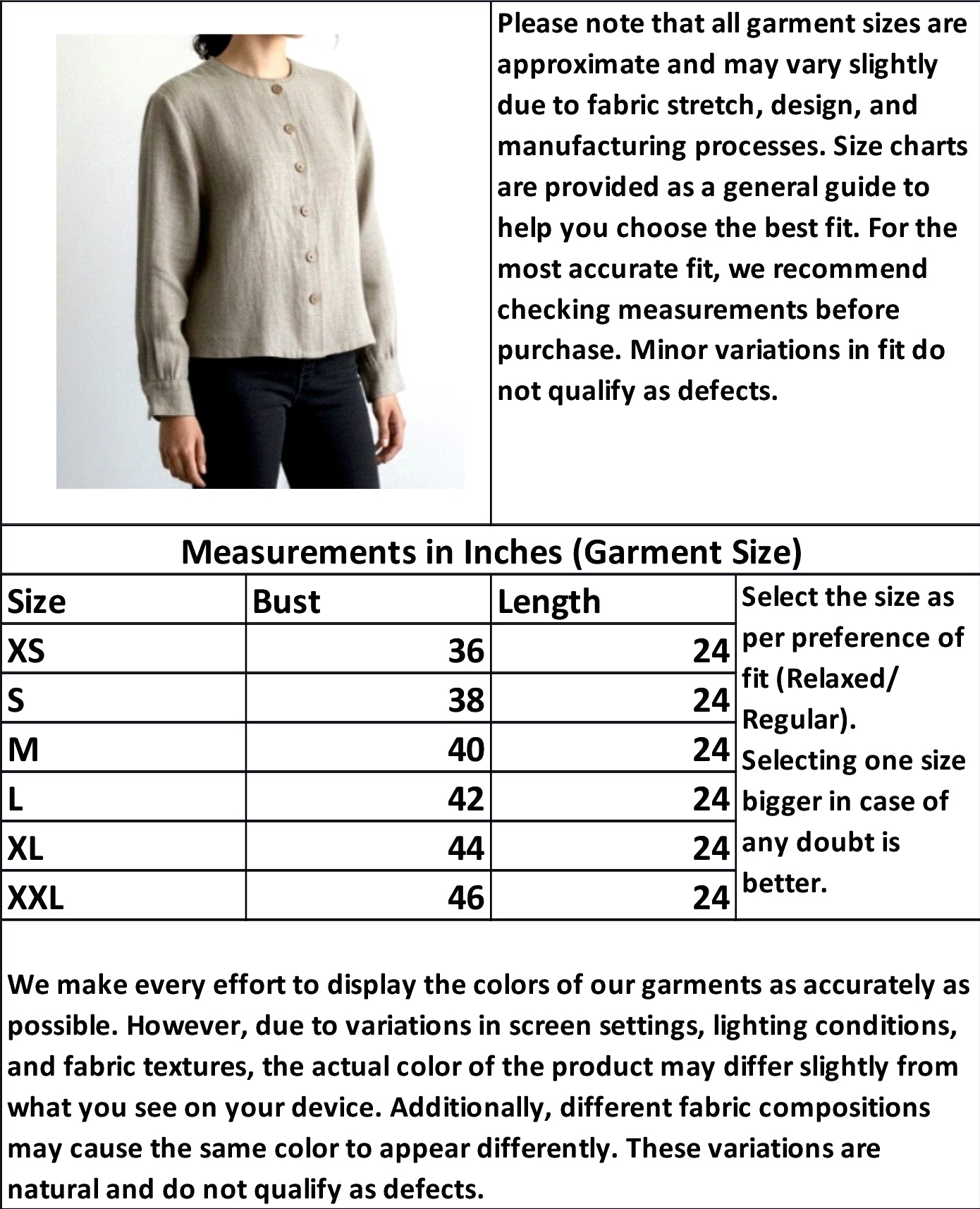 Pure Natural Linen Round Neck Full Shirt