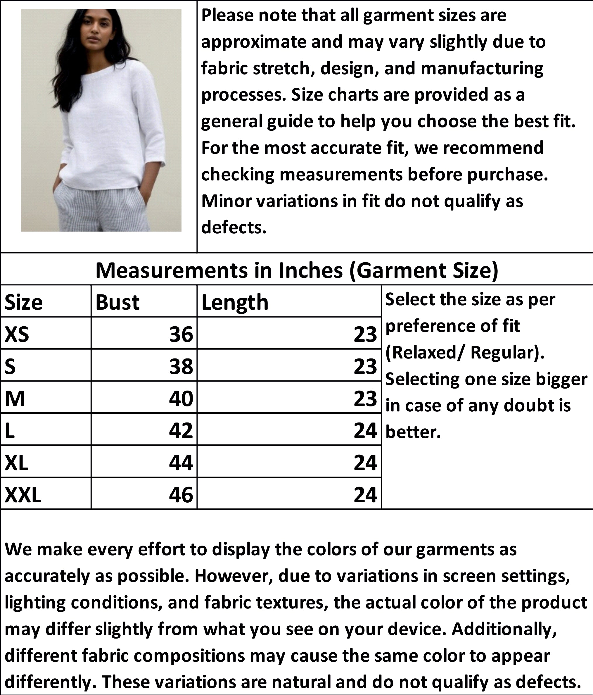 Pure Linen Boat Neck 3/4th Sleeve Top