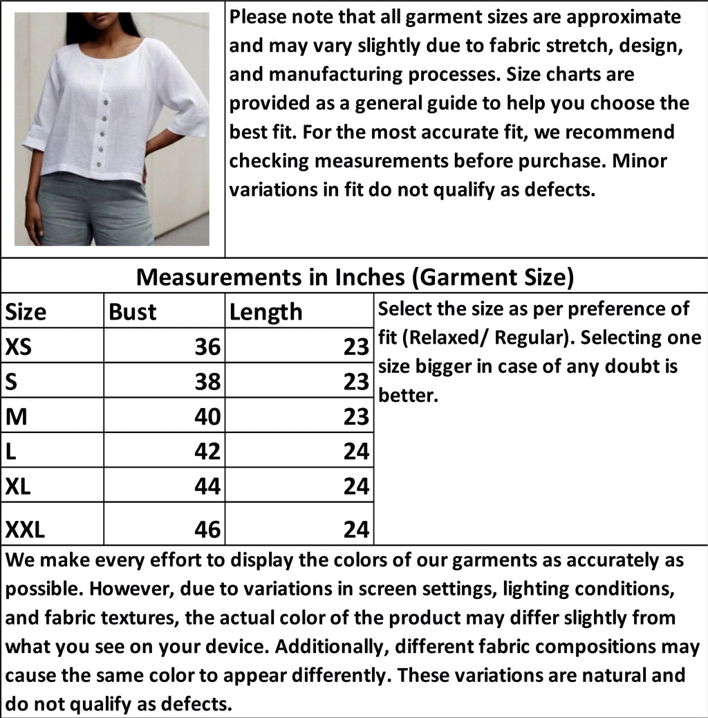 Pure Linen Round Neck Raglan Sleeve Top