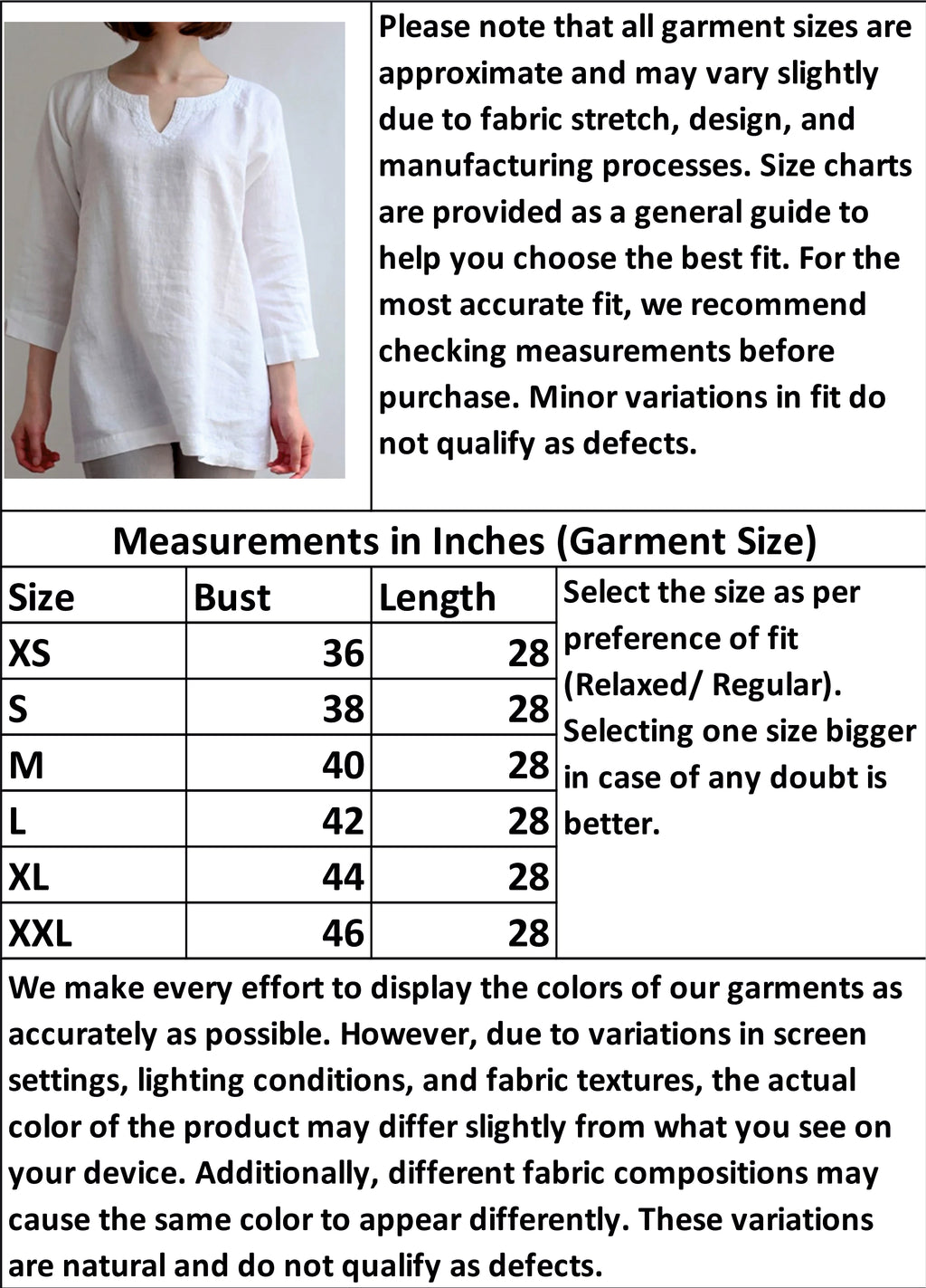 White Premium Round VNeck Pure Linen Top for Women