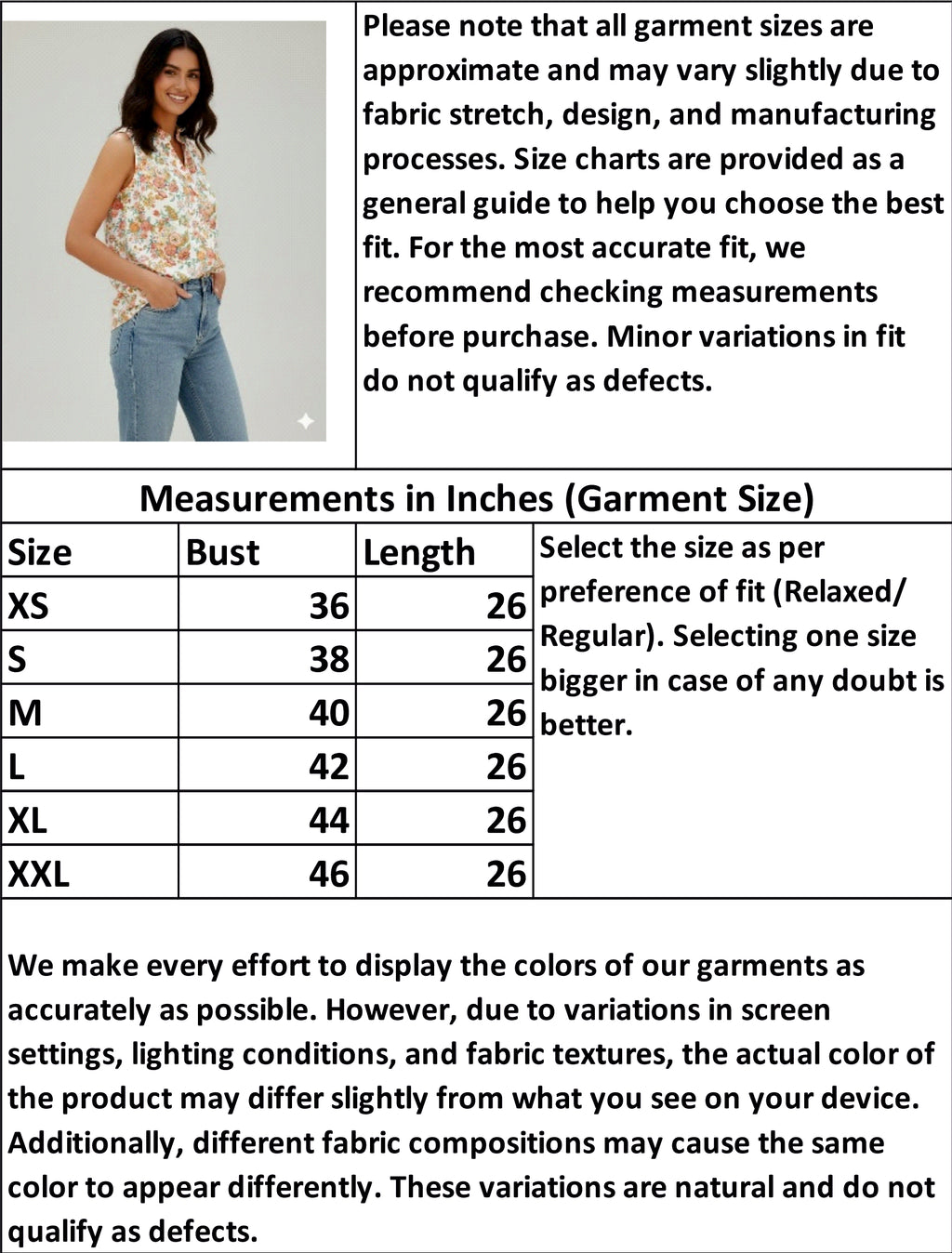 Cotton Printed Sleeveless Shirt with Frills at Neck