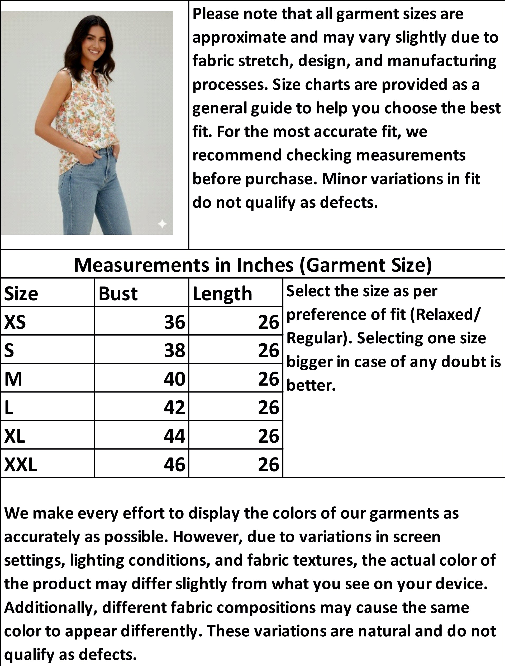 Cotton Printed Sleeveless Shirt with Frills at Neck